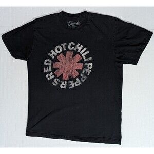 RED HOT CHILI PEPPERS  ORIGINAL "* LOGO" BLACK T-SHIRT Large RHCP